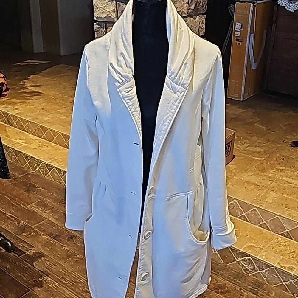 Prana cream color lightweight button front jacket size medium